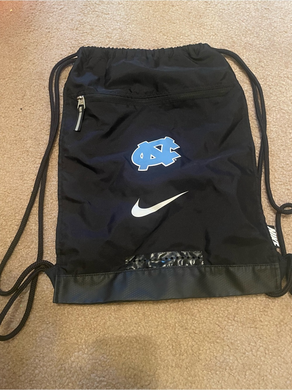 Nike Black Drawstring Backpack with Carolina Blue Logo